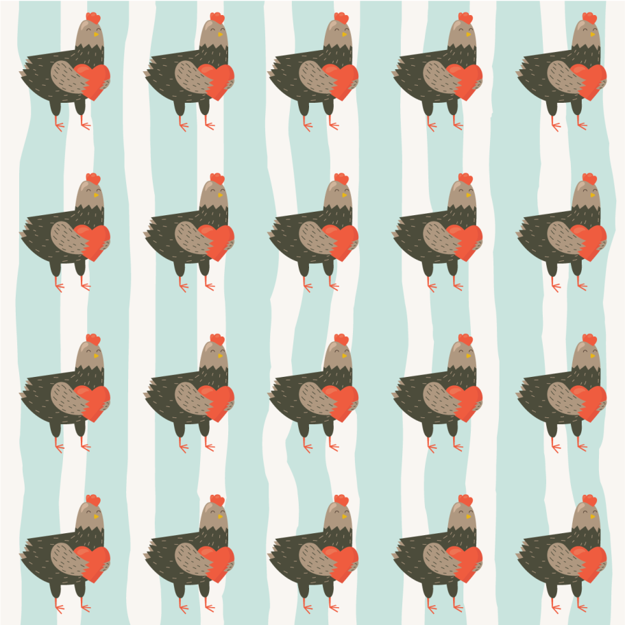 비닐 카펫 동물 매력적인 닭 패턴 - TenStickers