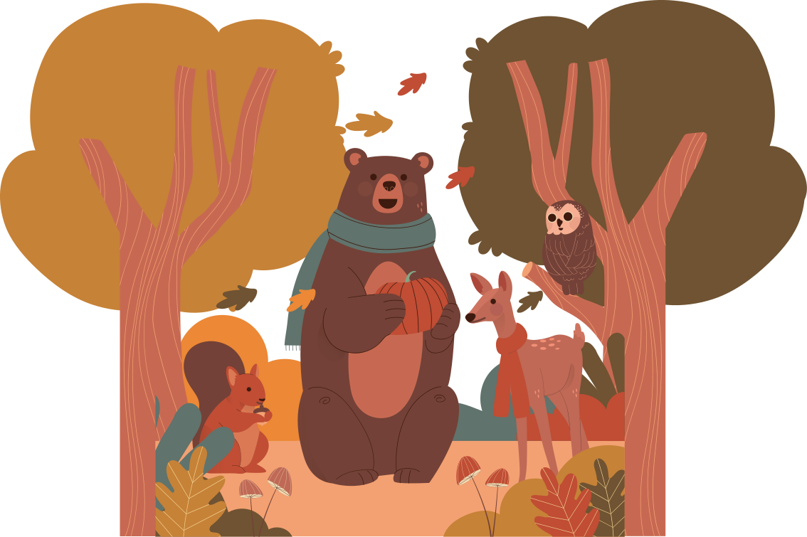 비닐 카펫 동물 가을 숲속 생물 - TenStickers