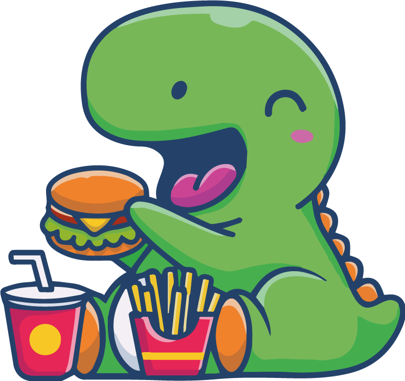 비닐 카펫 동물 행복한 초록 공룡 - TenStickers