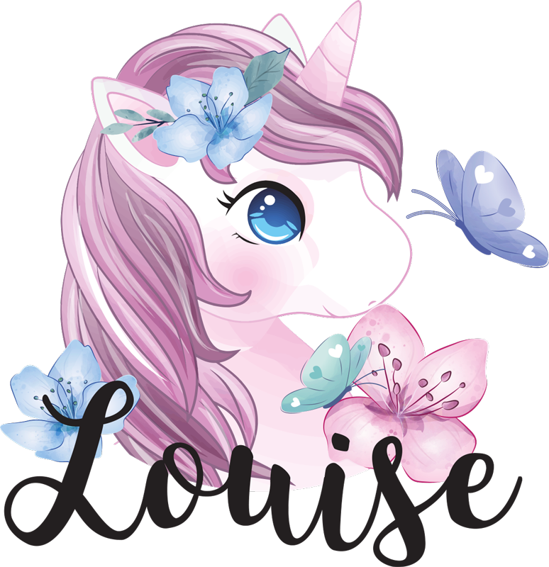 비닐 카펫 동물 유니콘과 나비 디자인 - TenStickers