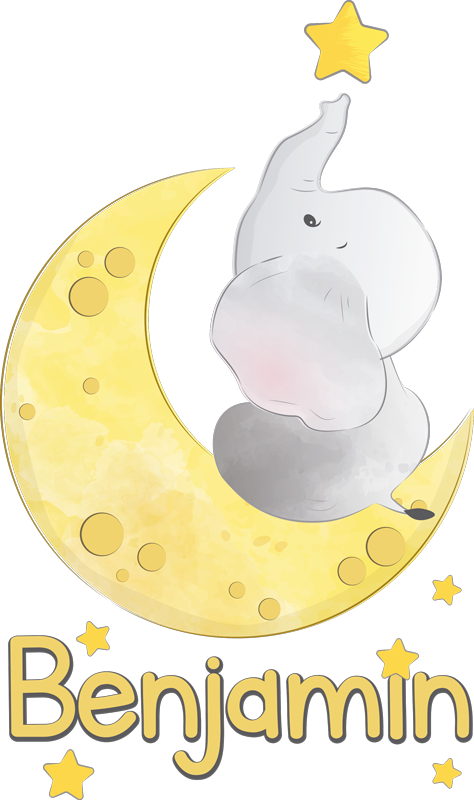 비닐 카펫 동물 이름이 있는 달과 별 - TenStickers