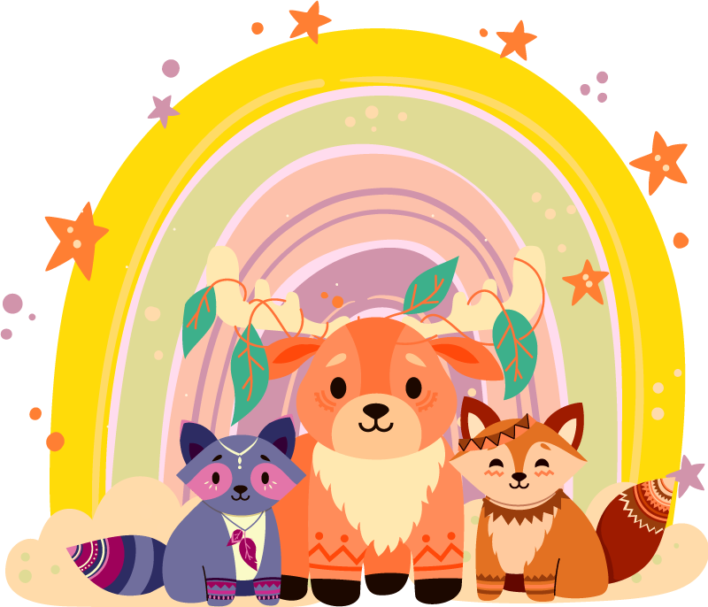 비닐 카펫 동물 매력적인 생물 삼총사 - TenStickers