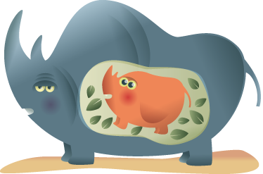 비닐 카펫 동물 임신한 코끼리 어미 - TenStickers