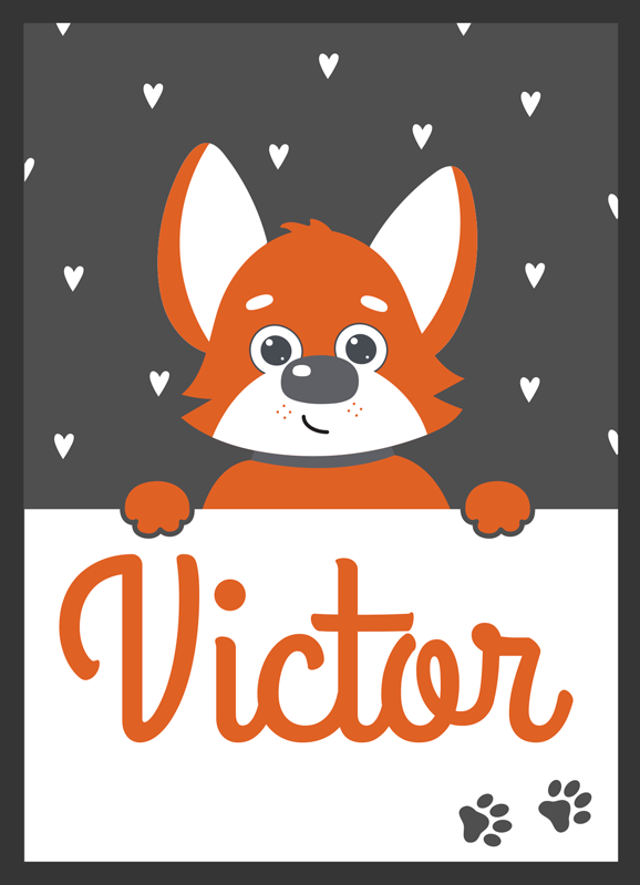 비닐 카펫 동물 이름이 있는 강아지 어린이 포스터 - TenStickers