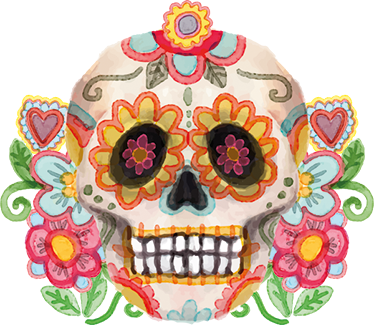 할로윈 비닐 카펫 아쿠아렐라 플로랄 해골 - TenStickers