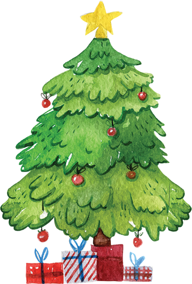 비닐 크리스마스 카펫 선물과 나무 - TenStickers