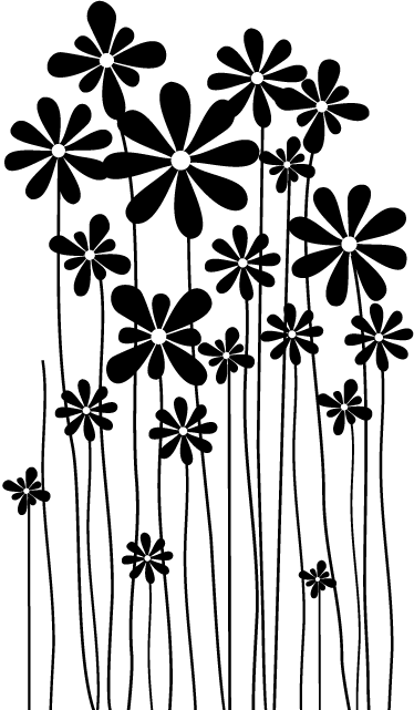 비닐 카펫 꽃과 식물 검은 큰 꽃 - TenStickers