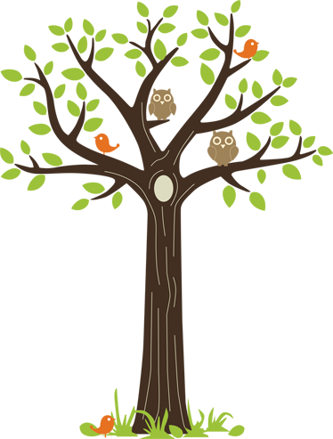 비닐 카펫 꽃과 식물 올빼미와 나무 - TenStickers