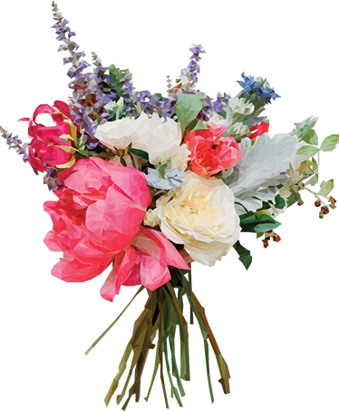 비닐 카펫 꽃과 식물 기하학적 부케 - TenStickers