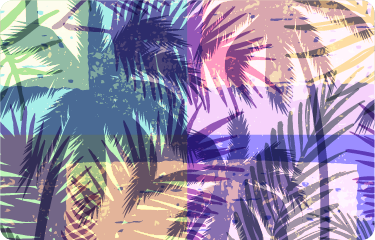 비닐 카펫 꽃과 식물 레트로 야자수 패턴 - TenStickers