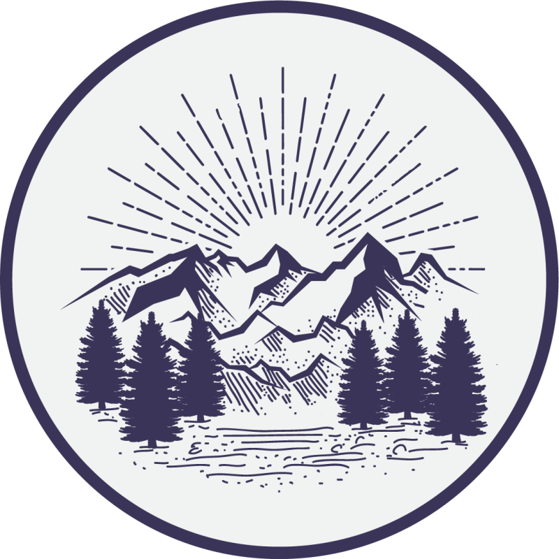 비닐 카펫 꽃과 식물 산 풍경 원형 - TenStickers