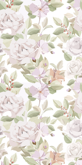 비닐 카펫 꽃과 식물 우아한 꽃무늬 패턴 - TenStickers