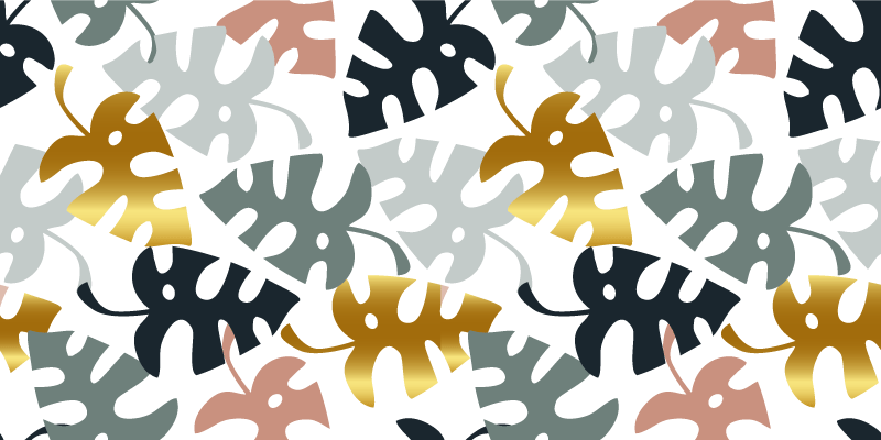 비닐 카펫 꽃과 식물 황금색과 다채로운 잎사귀 - TenStickers