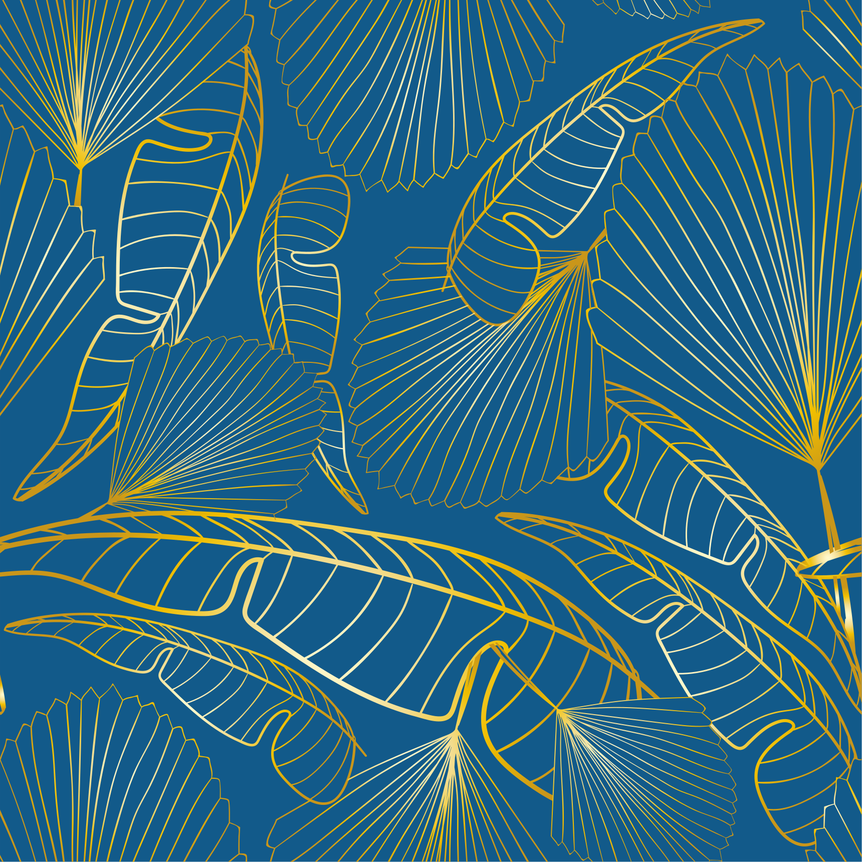 비닐 카펫 꽃과 식물 금잎 - TenStickers