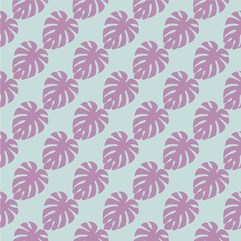 비닐 카펫 꽃과 식물 파란색과 분홍색 잎 패턴 - TenStickers