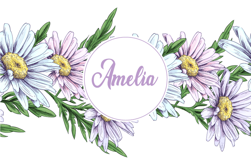 비닐 카펫 꽃과 식물 데이지 디자인 이름 추가 - TenStickers