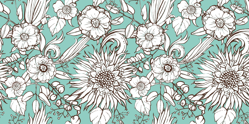 비닐 카펫 꽃과 식물 해바라기 패턴 - TenStickers