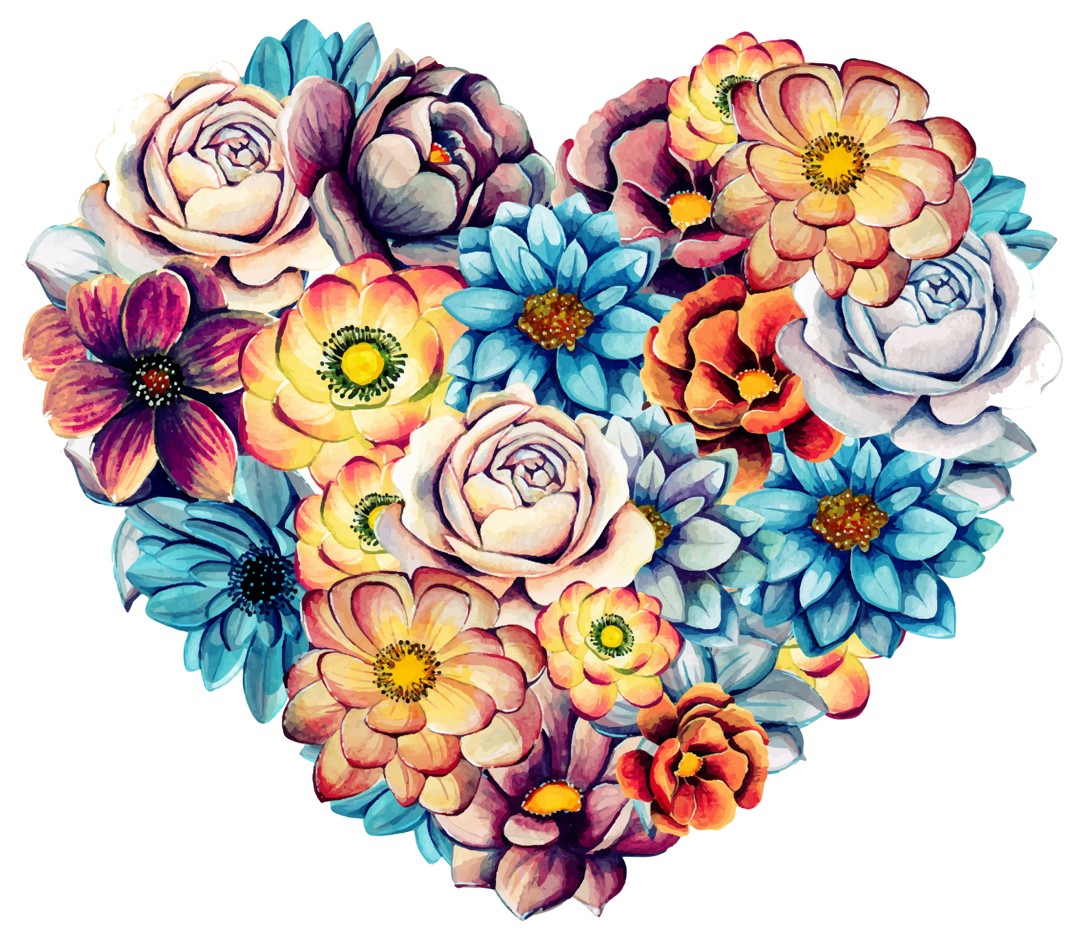 비닐 카펫 꽃과 식물 아름다운 꽃으로 가득한 마음 - TenStickers