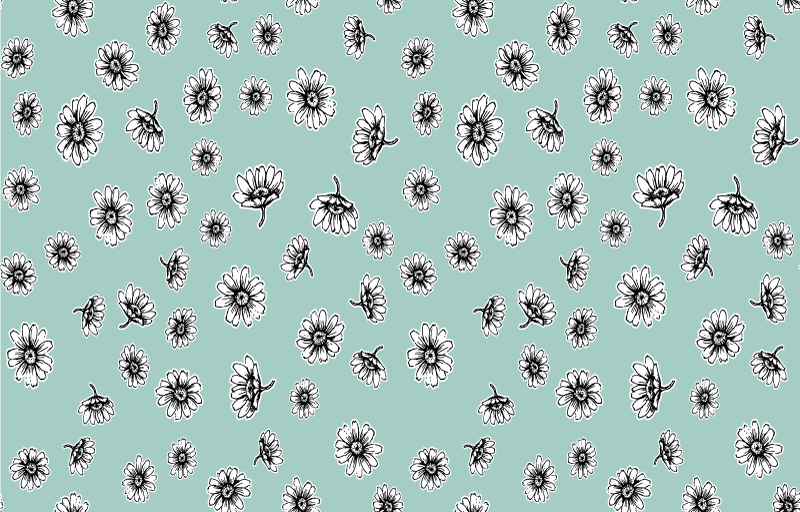 비닐 카펫 꽃과 식물 귀여운 흰색 카모마일 패턴 - TenStickers