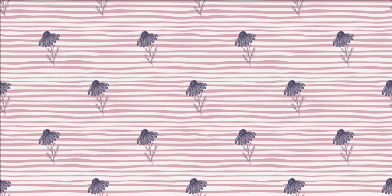 비닐 카펫 꽃과 식물 보라색 데이지 꽃 패턴 - TenStickers