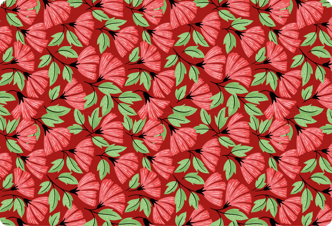 비닐 카펫 꽃과 식물 빈티지 레드 패턴 - TenStickers