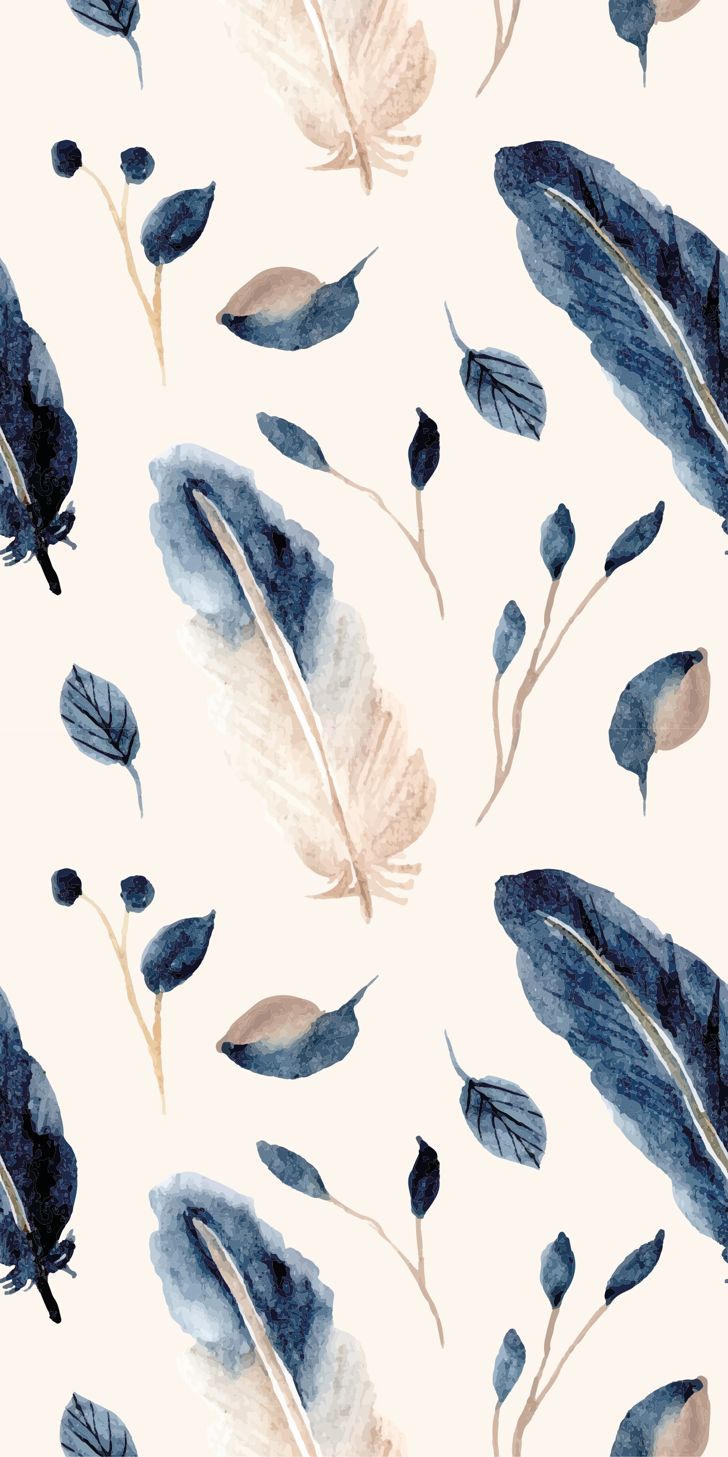 비닐 카펫 꽃과 식물 날아다니는 잎과 깃털 - TenStickers