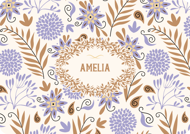 비닐 카펫 꽃과 식물 손으로 그린 빈티지 꽃 패턴 - TenStickers