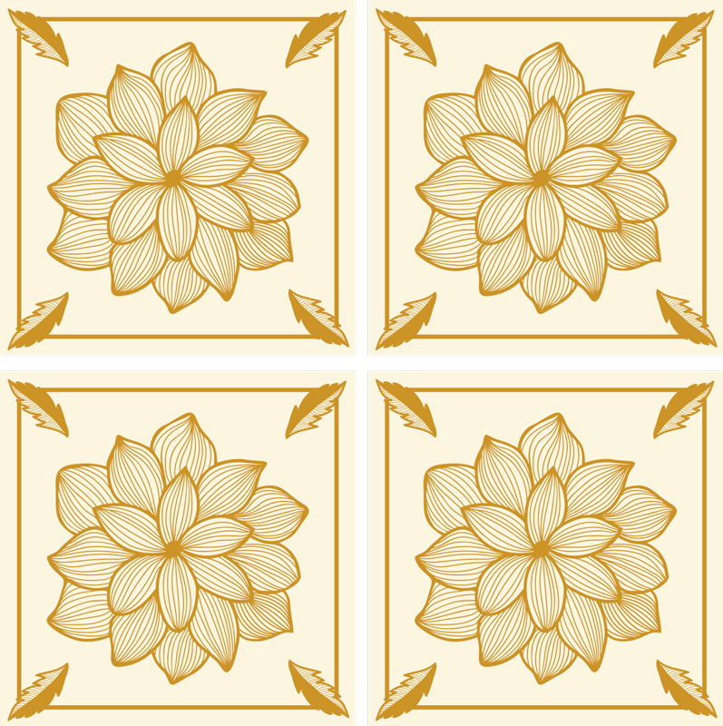 비닐 주방 카펫 플로랄 반다다 페이즐리 타일 - TenStickers