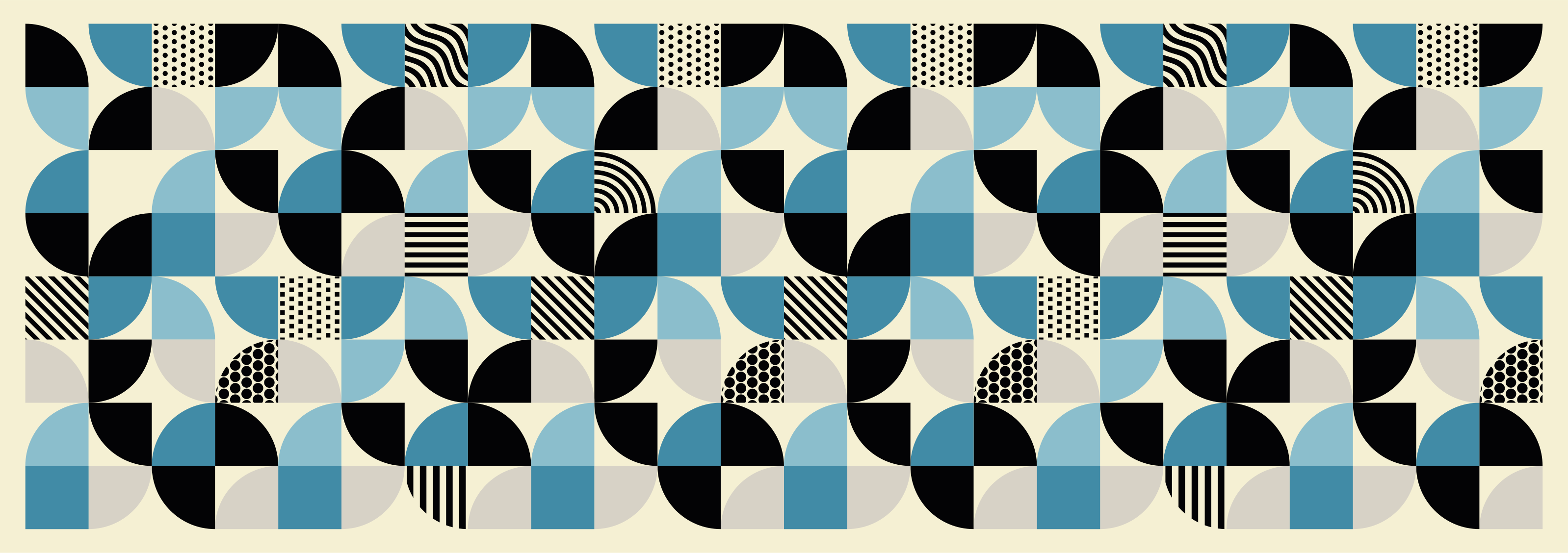 레스토랑용 비닐 카펫 레트로 블루 바우하우스 패턴 - TenStickers