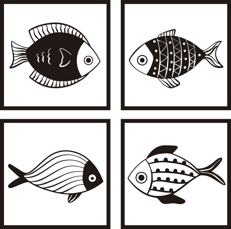 욕실용 비닐 카펫 아름다운 물고기 패턴 타일 - TenStickers