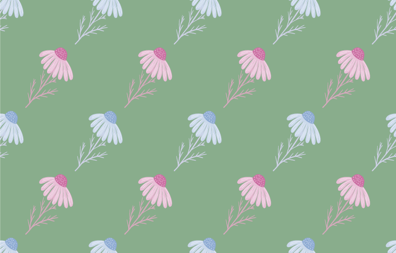 비닐 카펫 꽃과 식물 카모마일 데이지 패턴 - TenStickers