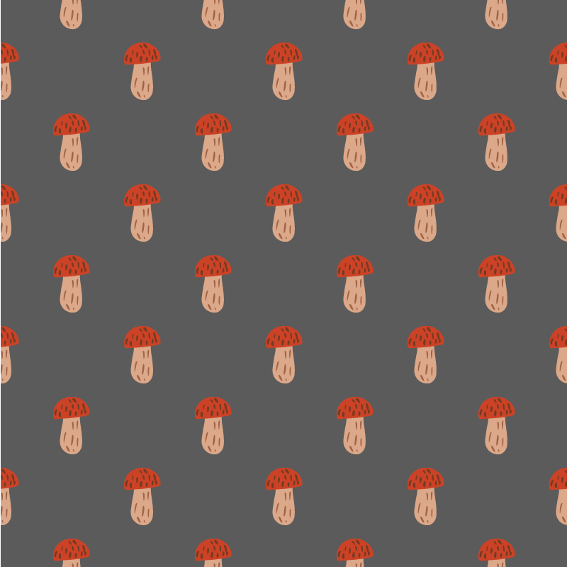 비닐 카펫 꽃과 식물 클래식 버섯 회색 배경 - TenStickers