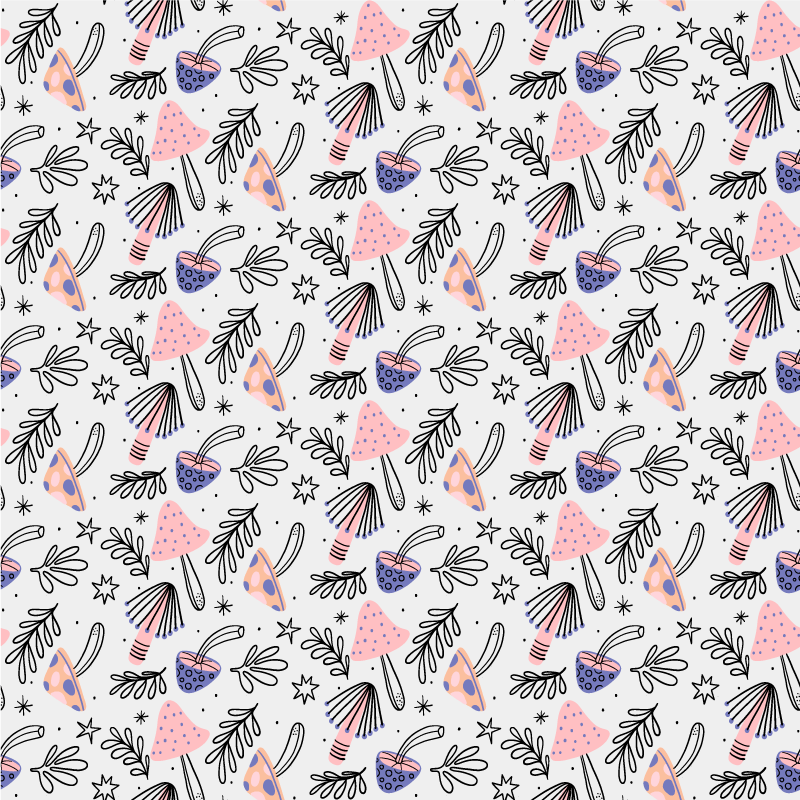 비닐 카펫 꽃과 식물 클래식 버섯과 꽃 - TenStickers