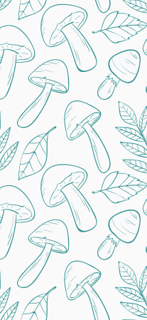 비닐 카펫 꽃과 식물 흰색과 연한 파란색 버섯 패턴 - TenStickers