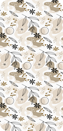 비닐 카펫 꽃과 식물 세련된 핑크와 베이지 잎 패턴 - TenStickers