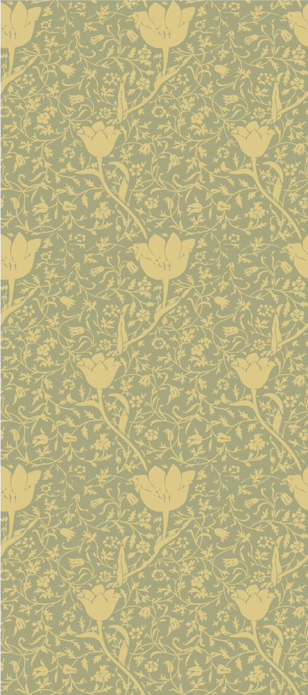 비닐 카펫 꽃과 식물 금색과 녹색의 섬세한 꽃무늬 - TenStickers