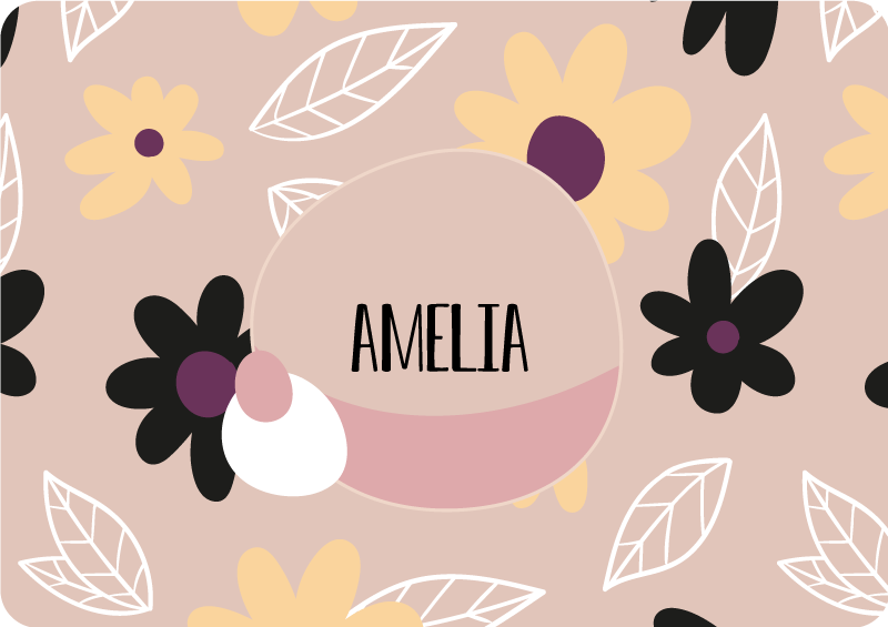 비닐 카펫 꽃과 식물 현대적인 다채로운 꽃과 베이지 배경 - TenStickers