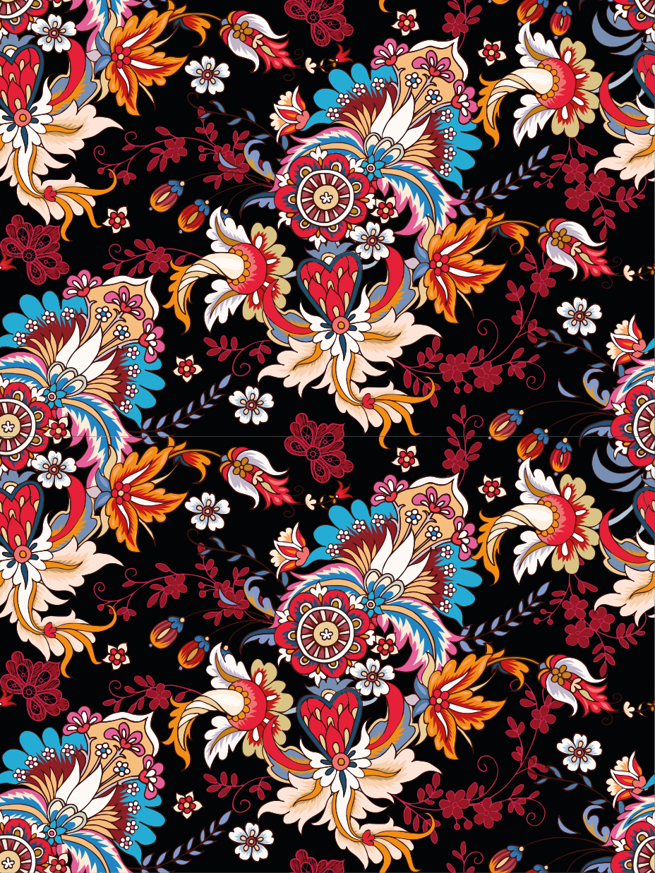 비닐 카펫 꽃과 식물 현대적인 민속 예술의 다채로움 - TenStickers