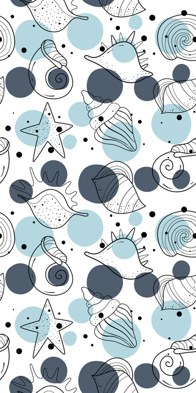 비닐 카펫 꽃과 식물 스타일리시한 조개 패턴 - TenStickers