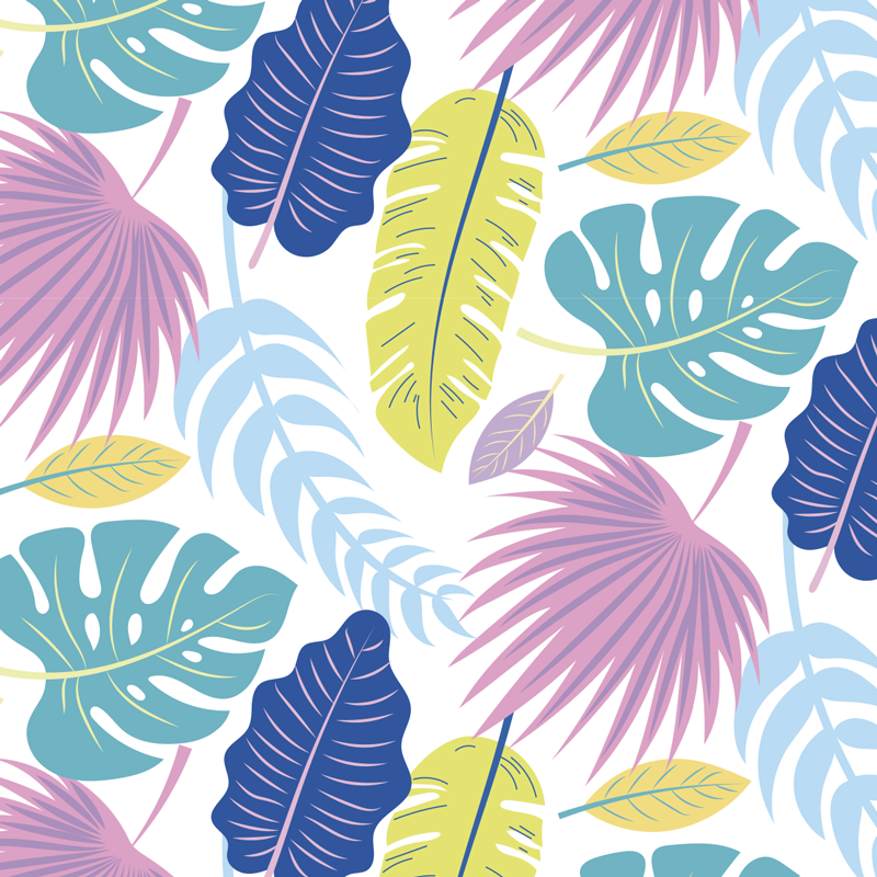 비닐 카펫 꽃과 식물 다채로운 잎 패턴 - TenStickers