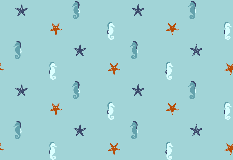 비닐 카펫 꽃과 식물 해마와 불가사리 패턴 - TenStickers