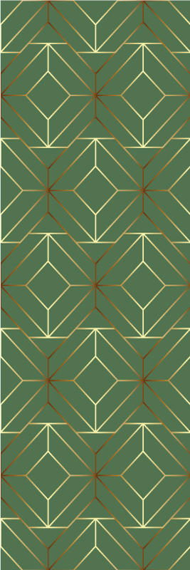 기하학적 효과 비닐 카펫 금색 테두리의 메탈릭 초록 사각형 - TenStickers