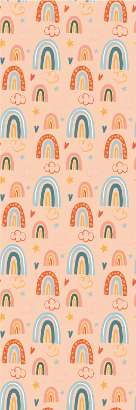 침실용 비닐 카펫 어린이 테마의 밝은 배경 무지개 패턴 - TenStickers