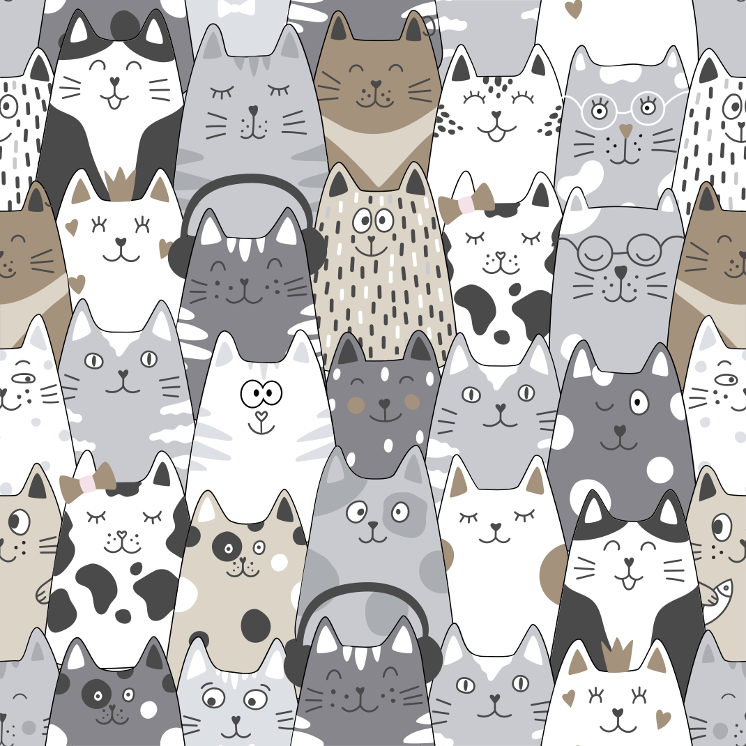 침실용 비닐 카펫 만화 고양이 디자인 - TenStickers