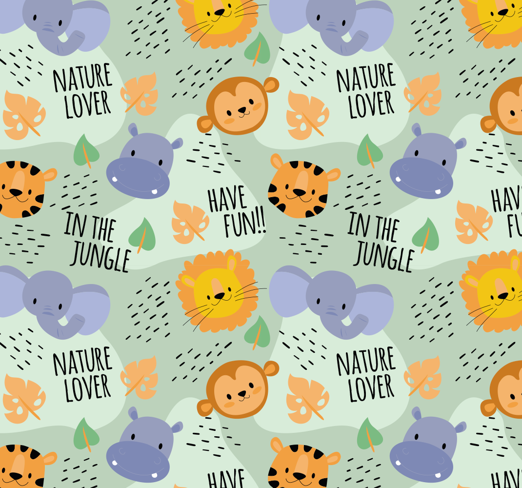 어린 이용 비닐 카펫 녹색 정글 동물 - TenStickers