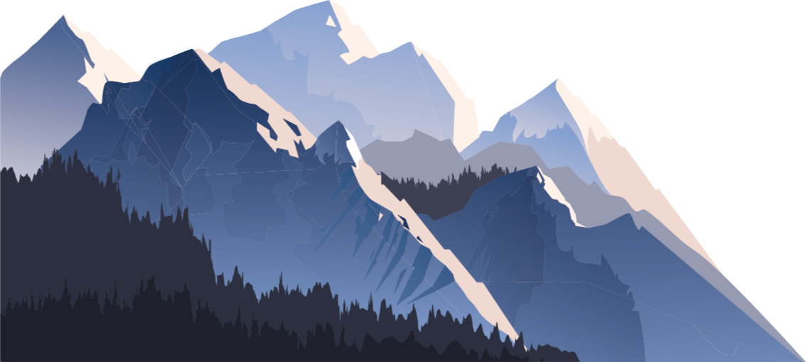 비닐 카펫 자연 회색 숲과 산 그리고 태양 - TenStickers