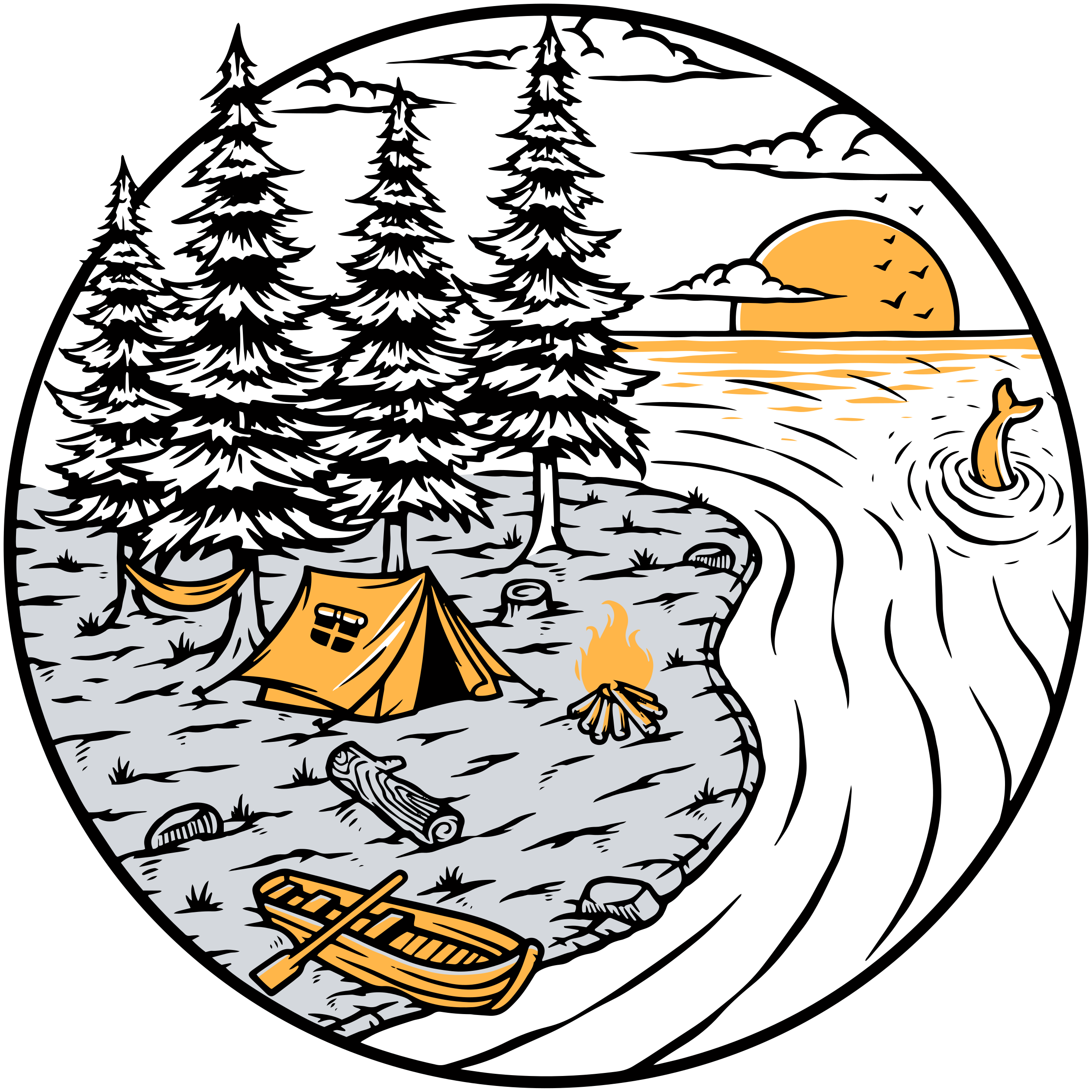 비닐 카펫 자연 캠핑카 노란 풍경 배지 - TenStickers