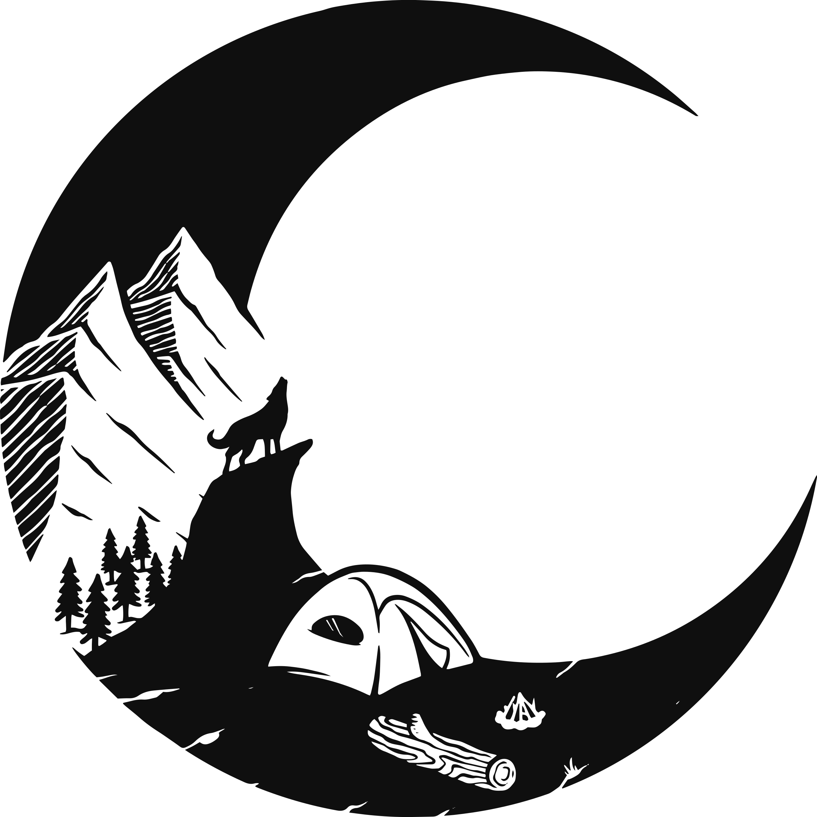 비닐 카펫 자연 산악 캠핑 장면 - TenStickers