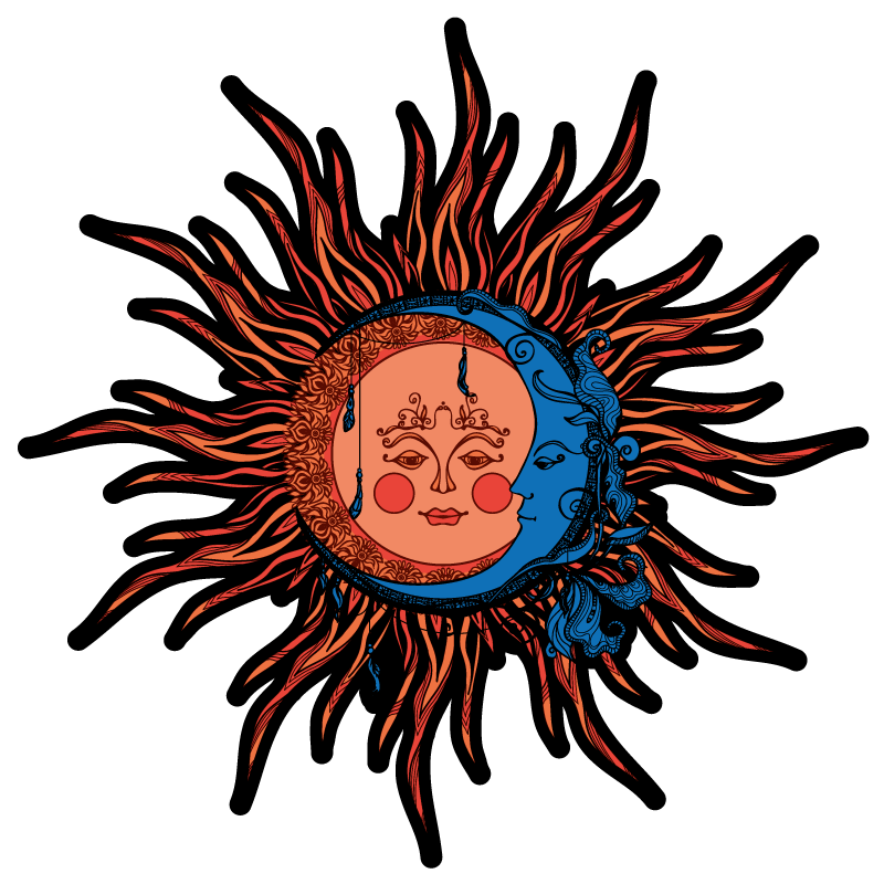 비닐 카펫 자연 천체 태양과 달 - TenStickers