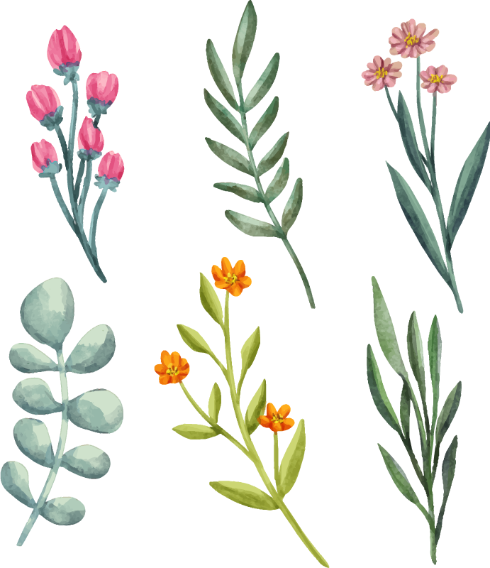 비닐 카펫 꽃과 식물 식물 가지 - TenStickers